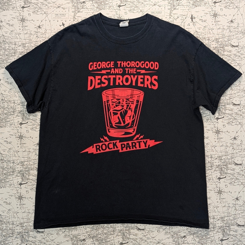 George Thorogood And The Destroyers Rock Party 2017 Black Tour Tee Size XL
